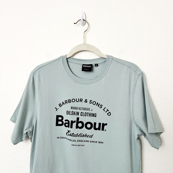 [Barbour] Blue Crew Neck Logo Graphic Tee Short Sleeve T-Shirt Size Medium M - Picture 3 of 10